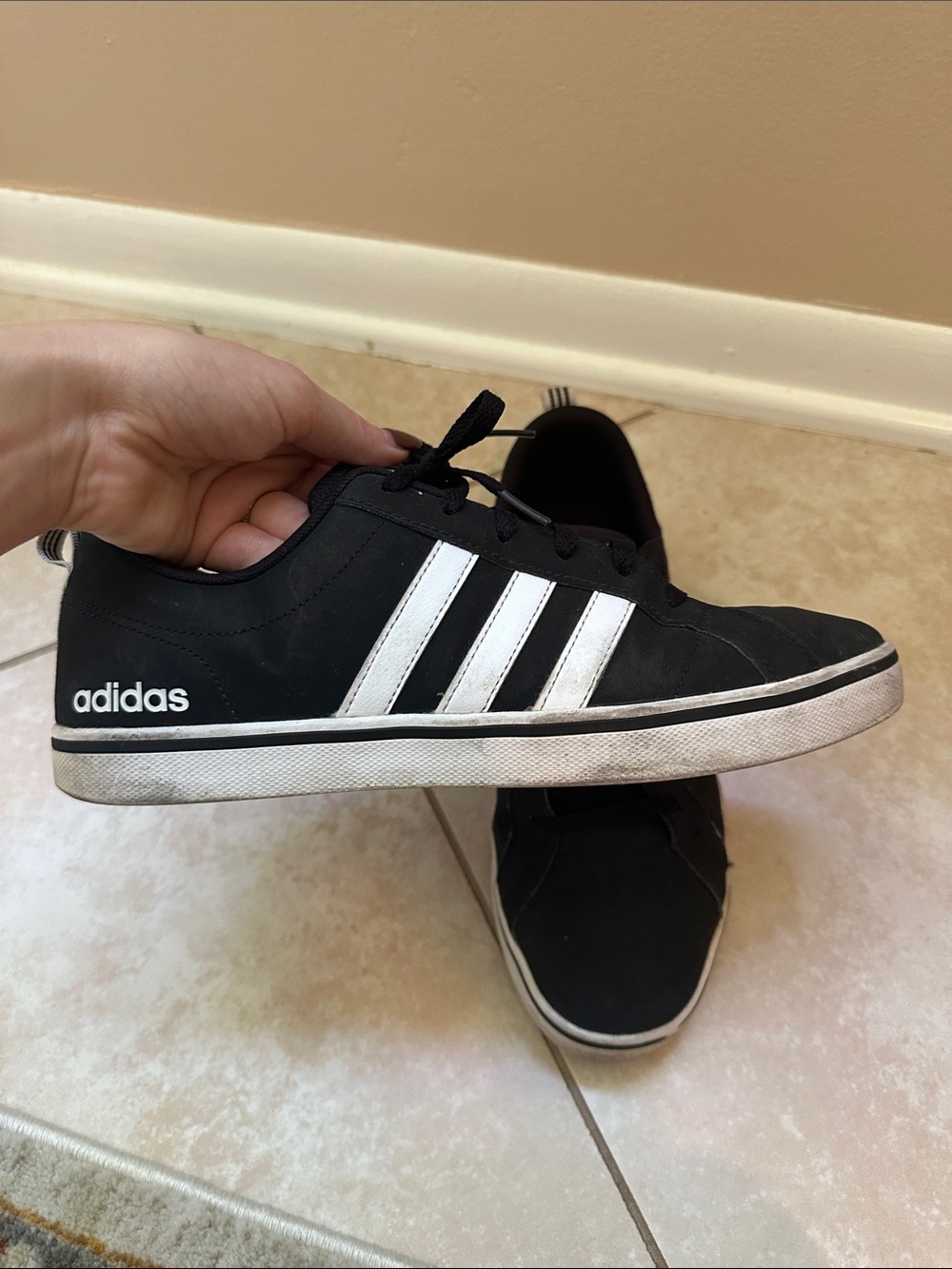 Adidas Black Sneakers with White Three Stripes